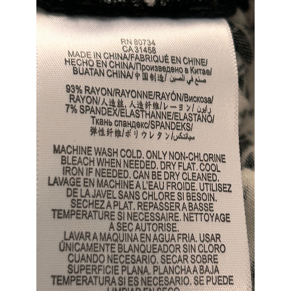 BCBGMAXAZRIA Jeanna Black White Abstract Midi Dress Long Sleeve Size S - Picture 8 of 10